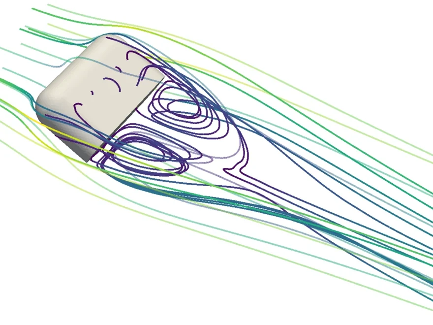 Streamlines of a three-dimensional flow past a body, with the optimized control